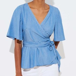 LOFT Chambray Wrap Top
